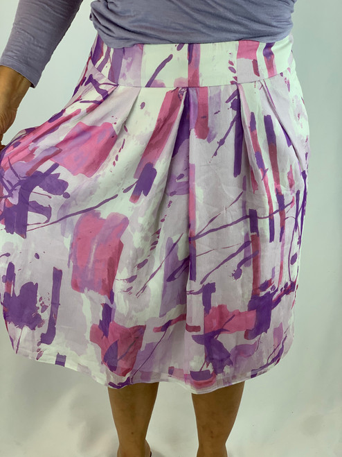 Armani Collezioni Purple & Pink Print Silk Skirt front