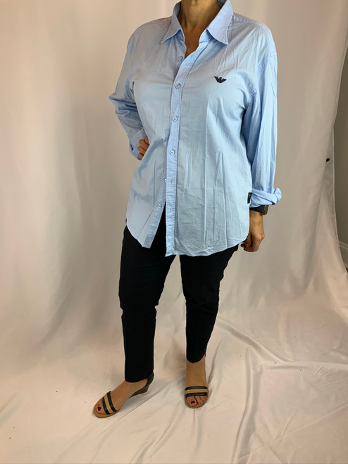 Emporio Armani Baby Blue Button Up front