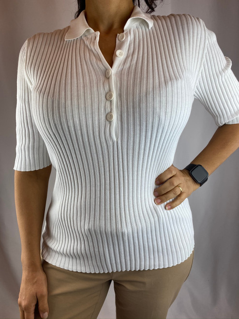 Armani Jeans White Ribbed Knit Top