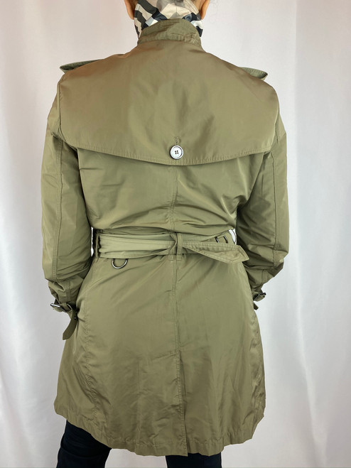 Burberry Light Olive Green Mid Length Trench Coat