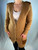 Salvatore Ferragamo Camel Tan Brown Suede Pocket Cardigan Sweater