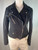 Roccobarocco Black Suede Bedazzled Zipper Moto Jacket