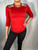 Burberry London Red Plaid Shoulder Long Sleeve T-Shirt Top