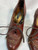 D&G Cognac Red Brown Leather Gold Bronze Trim Heel Oxford Lace Up Shoes
