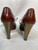 D&G Cognac Red Brown Leather Gold Bronze Trim Heel Oxford Lace Up Shoes