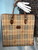 Burberrys Large Brown Leather Logo Classic Plaid Print Shopping Tote Bag Purse