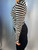 Emporio Armani Sheer Black & White Striped Long Ruched Sleeve Top