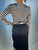 Emporio Armani Sheer Black & White Striped Long Ruched Sleeve Top