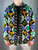 Versace Jeans Couture Black & White Checker Bright India Print Pattern Corduroy Button Up Shirt