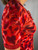 Iceberg Red & Purple Animal Print Ruffle Trim Semi Sheer Short Sleeve Cardigan