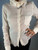 Armani Jeans Cream Ivory Crinkle Cotton Ruffle Neck Button Up Shirt Blouse