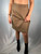 Emporio Armani Tan & Brown Herringbone Pattern Wool Skirt
