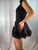 Dolce & Gabbana Black Wool Turtleneck Silk Skirt Feather Boa Dress SS 1992 Vintage