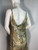 Valentino Boutique Ivory Blue Gold Silver Metallic Sequins Low Back Silk Cocktail Dress