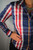 Burberry London Navy Red White Yellow Plaid Button Up Shirt