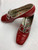Gucci Biba Red Leather Heel Loafers