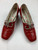 Gucci Biba Red Leather Heel Loafers