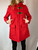 Miu Miu Red Pea Coat Gold & Leather Embellishments