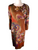 Etro brown&orange floral printed long sleeve dress