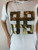 Givenchy White & Gold Embellished Logo Shirt