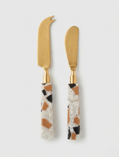 PLETTET SET OF 2 CHEESE KNIVES - TERRAZZO 