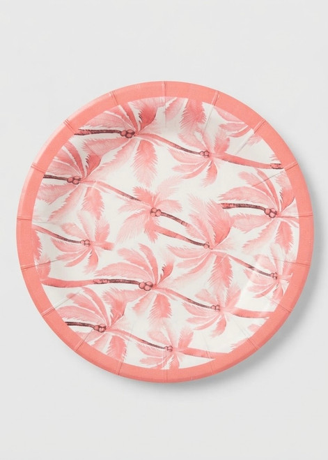PAPER PLATE SML 20PK - PINK PALMS 