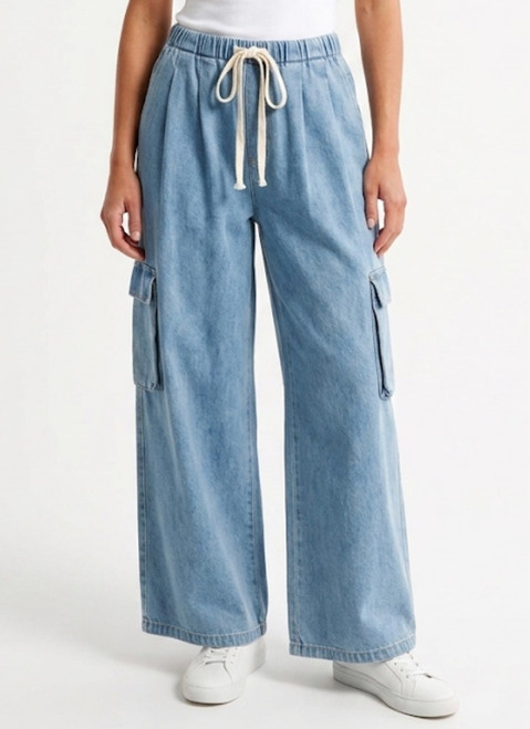 DENIM CARGO PANTS