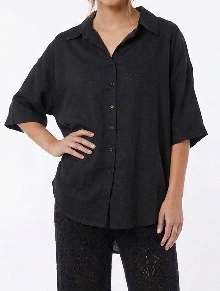 BLACK LINEN SHIRT