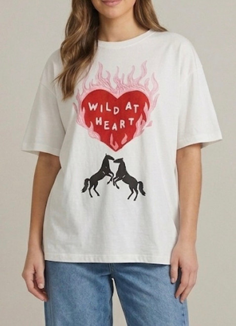 WILD AT HEART TEE WHITE