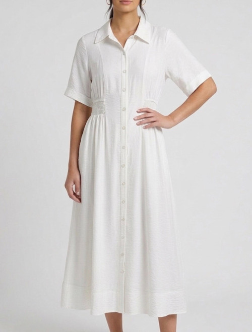 WHITE BUTTONED DRESS