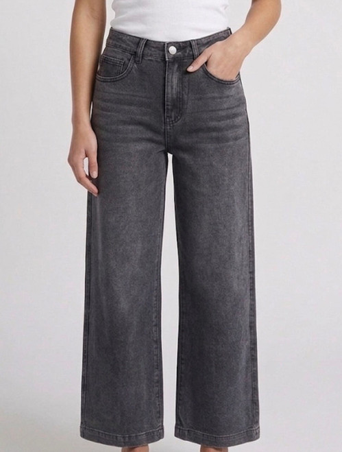 BLACK DENIM WIDE LEG JEANS 