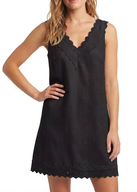 BLACK LACE TRIM MINI DRESS
