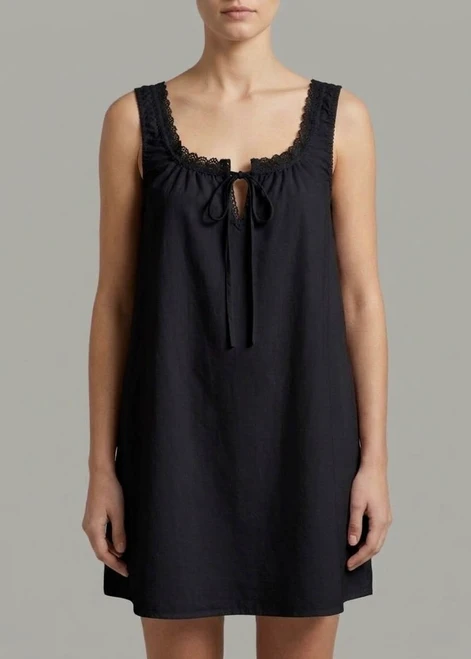 TIE MINI DRESS BLACK