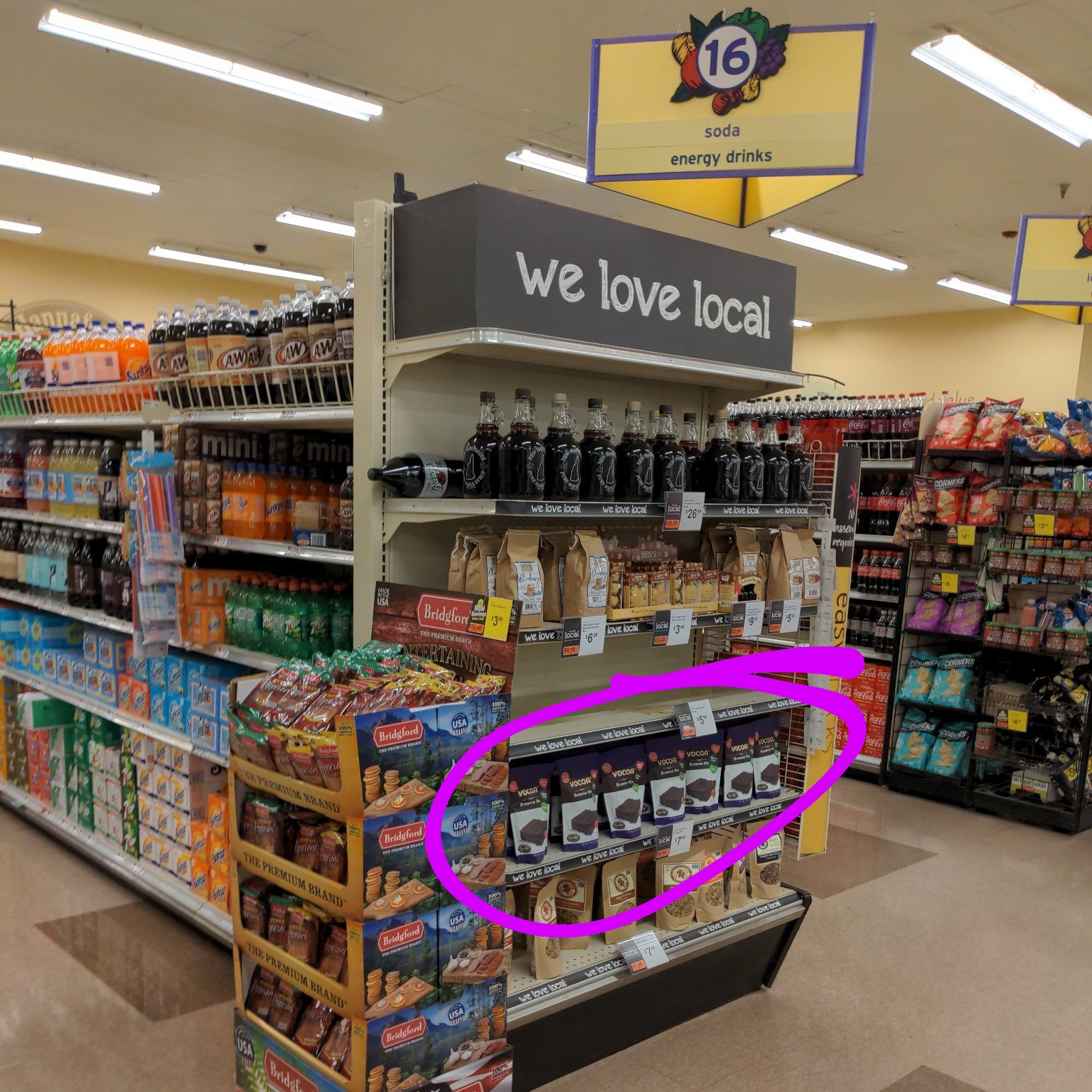 Vocoa Brownie Mix on display at Hudson, NH Hannaford