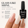 Nude and milky white manicure hight gloss finish top coat