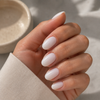 Milky white hands rubber base old money classic nails colors