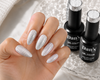 UV LED soak-off reflective glitter gel polish silver and gold duo