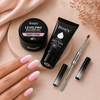 Baby Pink Builder Gel & Milky White Polygel Nail Extension Trio + Dual-Ended Oval Gel Brush
