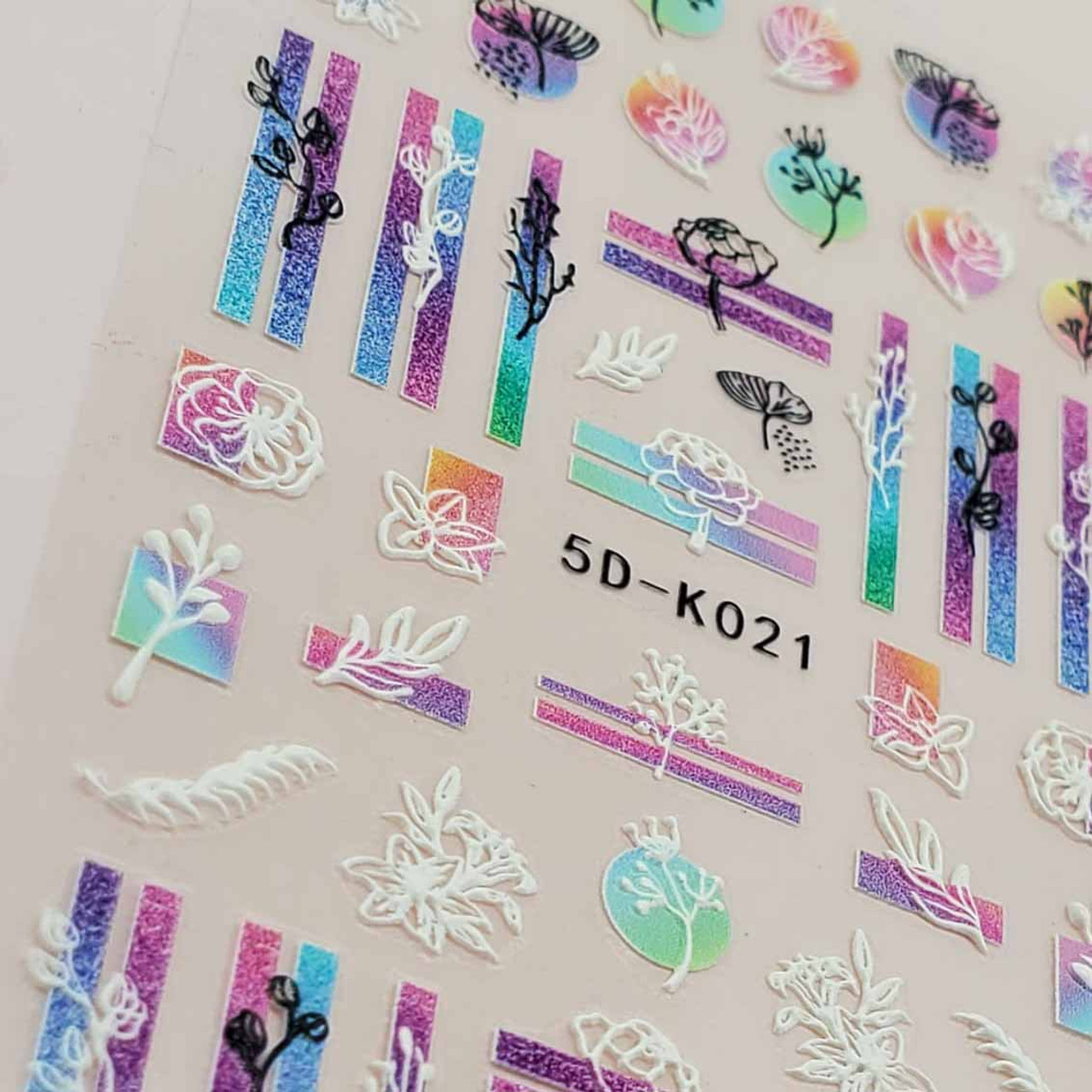 Embossed Rose Sticker Nail Art/ Flowers 3D Decorative Peel off