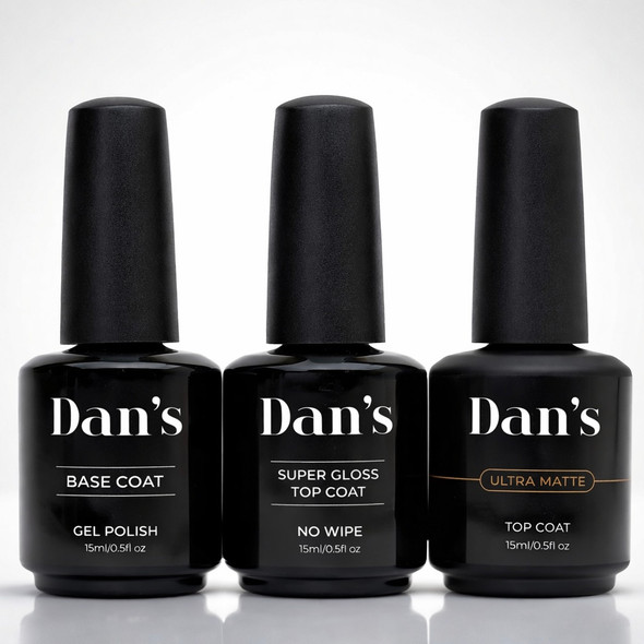 Combo gel base and top super glos and matte top coat