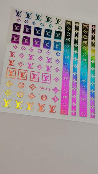 Multi-colors Louis Vuitton Nail Sticker
