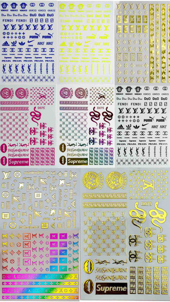 Mixed Name Brand Designer Nail Stickers cheap