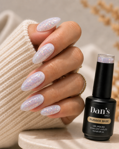 Celestial Haze Rubber Base Gel |  Light Blue & Light Purple Blend with Glitters