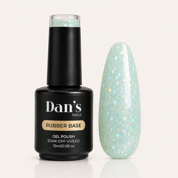 Crystal Lagoon Glow Rubber Base Gel | Teal Iridescent Glitter