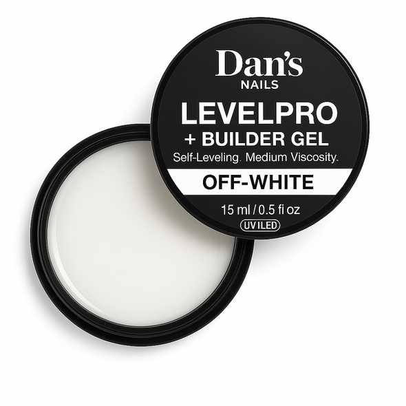 Off-White Builder Gel – Open Jar with Brush Lifting Milky Gel