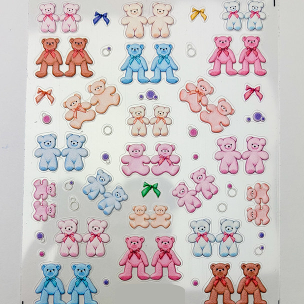 3D Teddy Bears Nail Stickers (Self-adhesive)