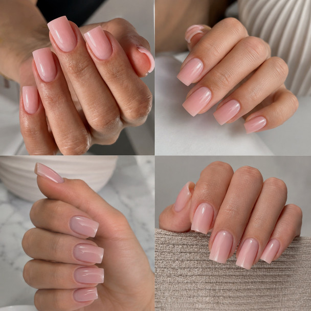 Rose rubber base un natural nails hands