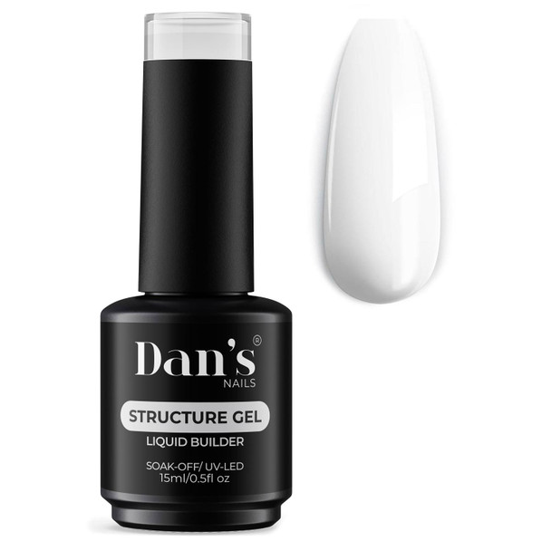 Dan's Nails - 15ml Premium Milky White Liquid Builder Gel for Nails | Soak-Off Nail Strengthener