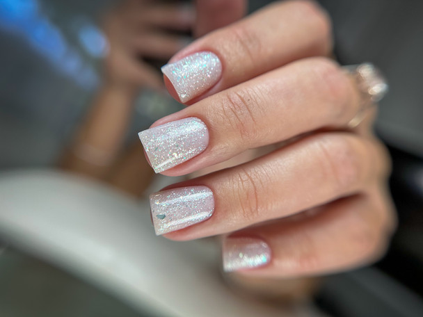 Starling white rubber base manicure glitter