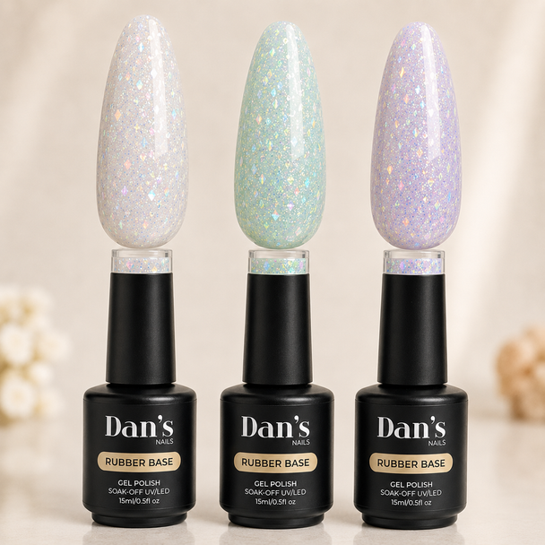 Crystal Diamonds Trio Rubber Base Gel Collection